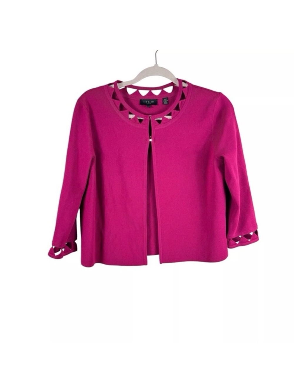 Ted Baker London Magenta Cutout Neck Cardigan